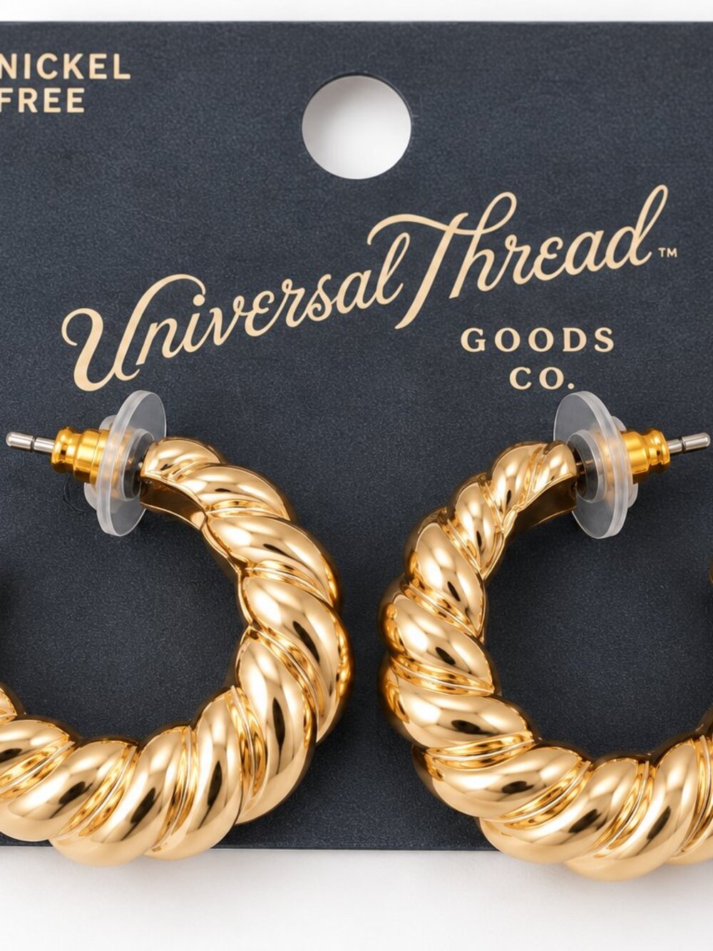 Universal Thread Gold Tone Twisted Hoop Earrings